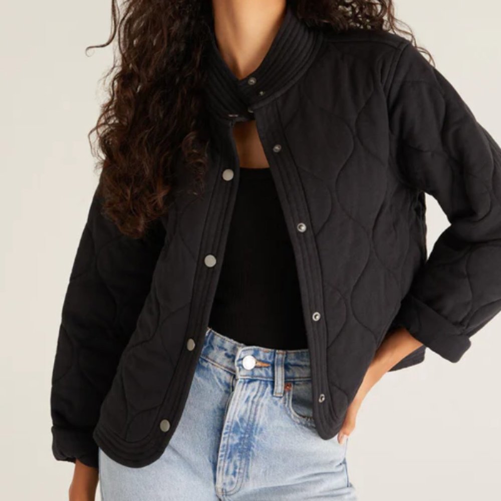 Z Supply Quilted Redwood Jacket Black sz S New